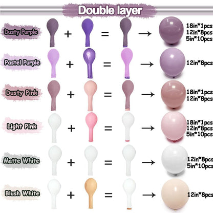 Dusty Pink Rose Balloon Garland Double Stuffed Mauve Light Pink Latex Blush Nude Beige Champagne Gold Balloon Arch Kit for Boho Birthday Baby Bridal Shower Neutral Wedding Party Decor