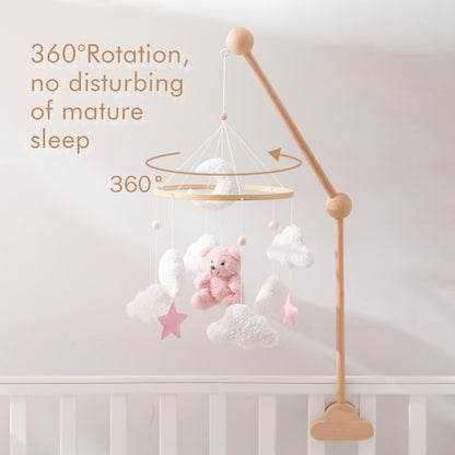 EERKEOD Baby Crib Mobile Bear Nursery Mobile for Boys Girls Teddy Velvet Mobile Nursery Decor for Infant Bedroom Hanging Baby Mobile for Bassinet Newborn Baby Gift（Brown Bear）