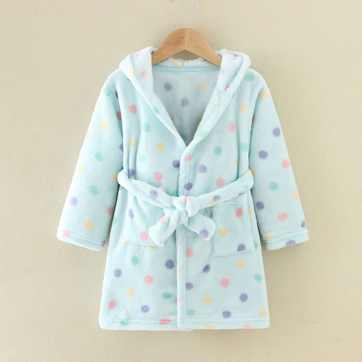 Unisex Baby Hooded Bathrobe Kids Flannel Pajamas Dressing Gown for Boys Girls