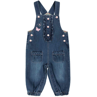 Peacolate 3months-3Years Baby Girls Denim Overalls Embroidery Bib Pants Jeans Jumpsuit