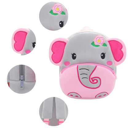 NICE CHOICE Cute Toddler Backpack Toddler Bag Plush Animal Cartoon Mini Travel Bag for Baby Girl Boy 2-6 Years(Grey Elephant)