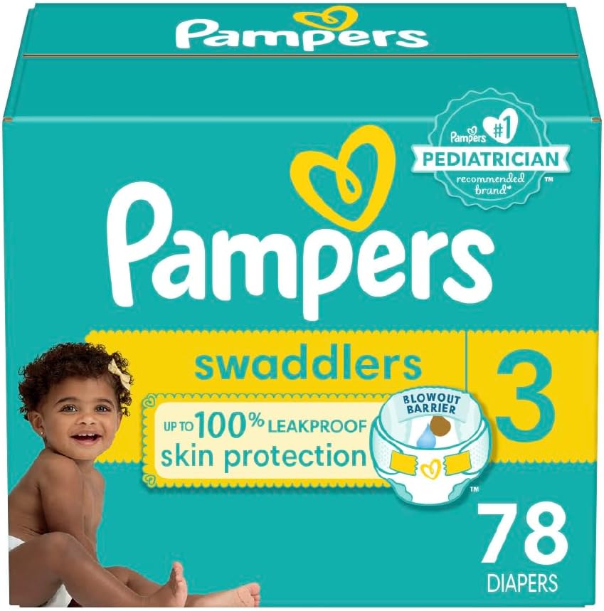 Pampers Baby Diapers - Swaddlers - Size 1, 198 Count, Ultra Absorbent Disposable Infant Diaper