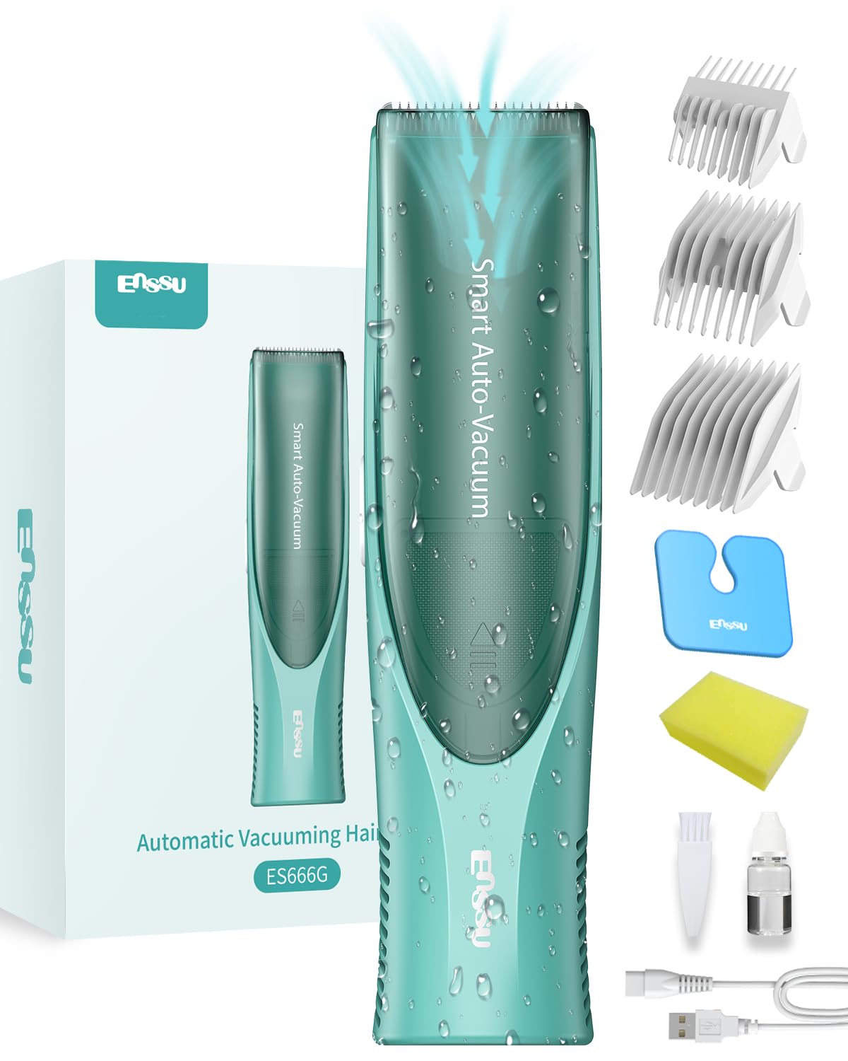 ENSSU Baby Hair Clipper,Vaccum Hair Clippers for Kids/Toddlers,Cordless Baby Hair Cutting Kit with Two Modes,Baby Hair Trimmer Haircut Machine in Large Hairs Storage Space,Rechargeable,Waterproof