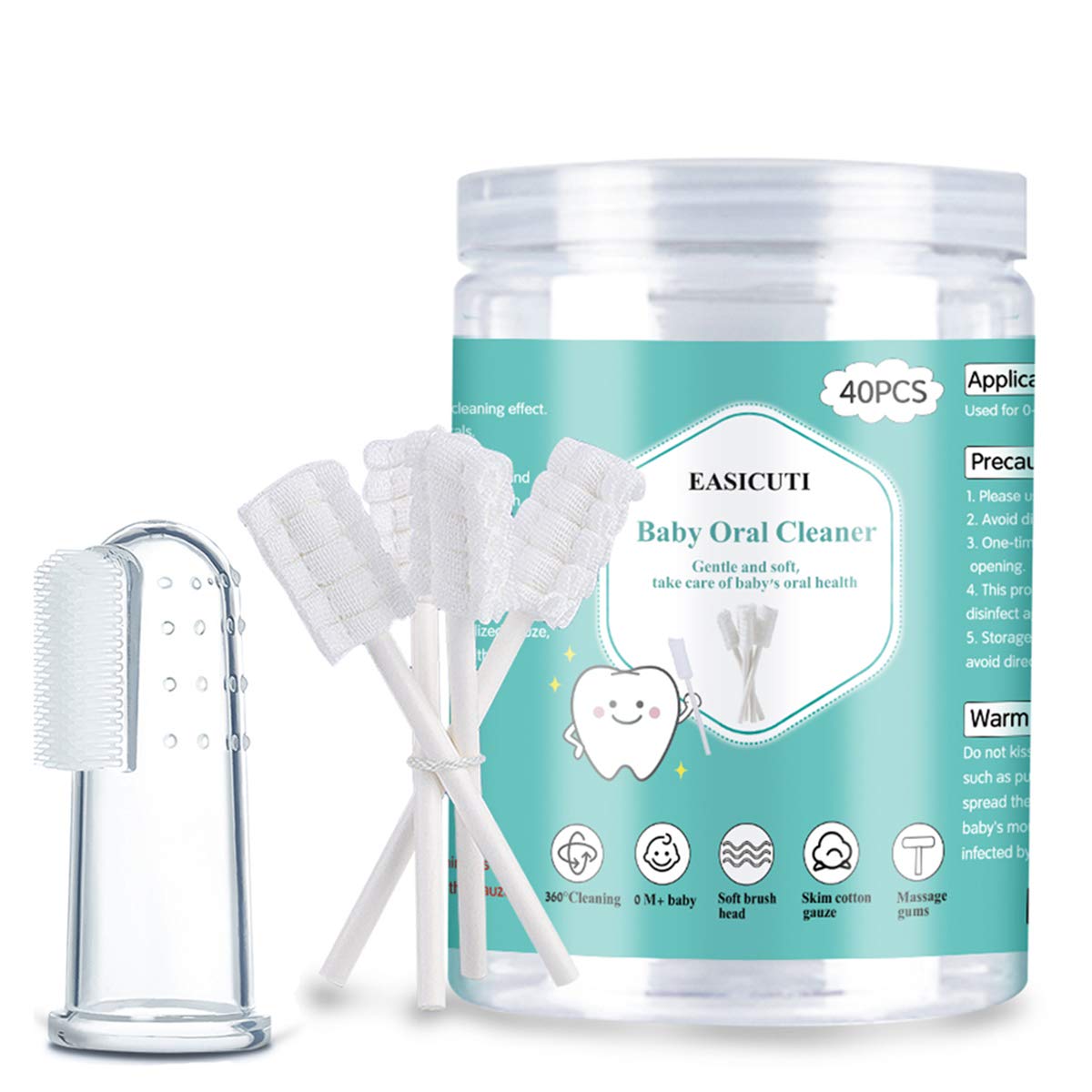 Disposable Infant Toothbrush, Tongue Cleaner, 40Pcs - Oral Care for 0-36 Month Baby + Free Finger Toothbrush