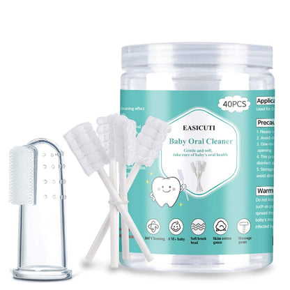 Disposable Infant Toothbrush, Tongue Cleaner, 40Pcs - Oral Care for 0-36 Month Baby + Free Finger Toothbrush