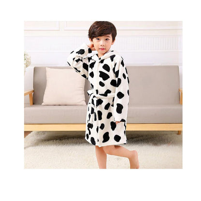 Unisex Baby Hooded Bathrobe Kids Flannel Pajamas Dressing Gown for Boys Girls