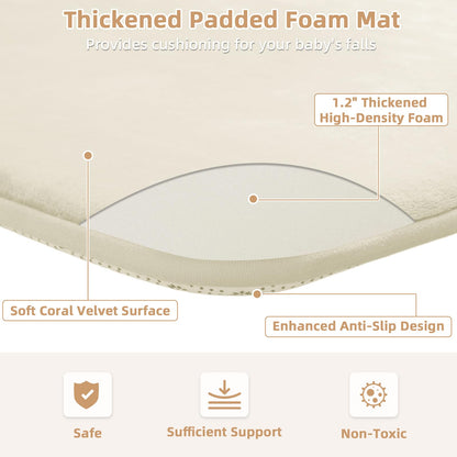 Thick Baby Play Mat for Floor,50 x 50 Playpen Mat,Tummy Time Foam Mat,Ultra Soft Support & Plush Feel,Easy Care with Non-Slip Cushioned for Infant,Kids and Toddler Crawling,Beige