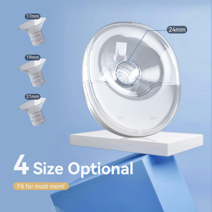 Hands Free Breast Pump Wearable MY-375 - Strong Suction, Low Noise, Wearable Breastfeeding Pump with 4 Mode &12 Levels, Portable Electric Breast Pump 24mm - 17/19/21/Insert/Flange, 2 Pack (White)