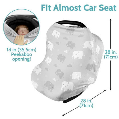 Nursing Cover Breastfeeding, Multi-use Baby CarSeat Cover Girls, Infant Stroller Car Seat Cover, Stretchy Carseat Canopy, Soft Breathable, Peony