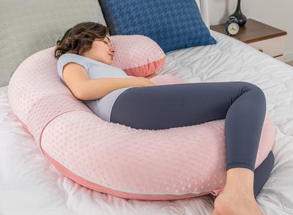 QUEEN ROSE Cooling Pregnancy Pillows,E Shaped Full Body Pillow for Sleeping, with Pregnancy Wedge Pillow for Belly Support, 60 Inch Maternity Pillow for Side Sleeper, Cooling Rayon Cover, Purple