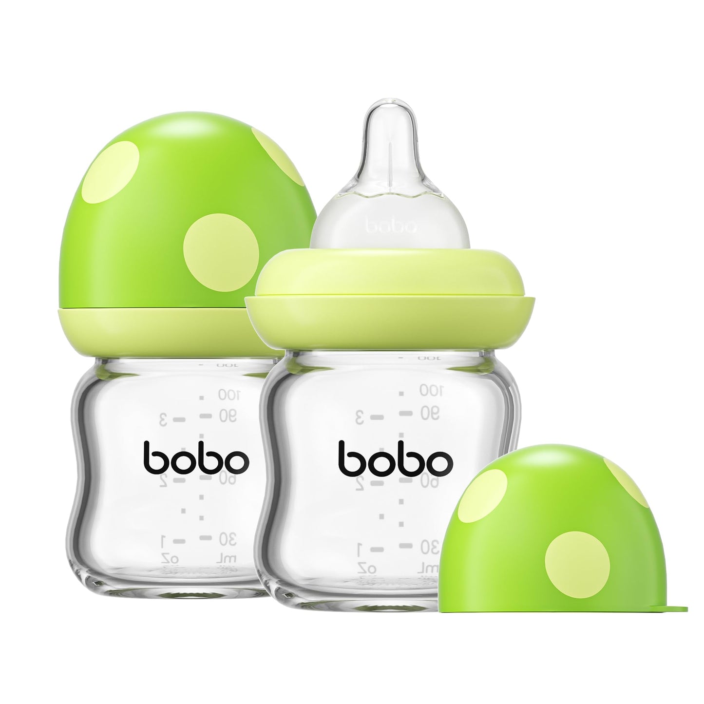 YOHKOH Natural Glass Baby Bottle with Natural Response Nipple, Newborn Anti-Colic Baby Bottles, Wide Neck Mushroom Cap Baby Bottle, Clear (8.8ounce (Pack of 4), Multicolour1)
