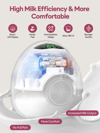 Double Electric Breast Pump Strong Suction, Portable Breast Pump Electric Breastfeeding Pump, Rechargeable Milk Pump with 4 Modes & 9 Levels, Low Noise, Anti-Backflow & LED Display, 24mm Flange, Pink