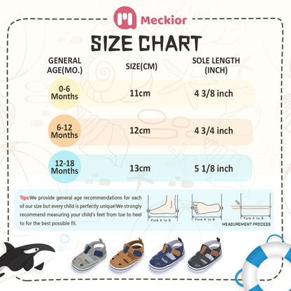 Meckior Baby Infant Boy Girl Sandals Newborn Non-Slip Soft Rubber Sole Sandals for Baby Boys Open-Toe Outdoor Casual Summer First Walkers Shoes