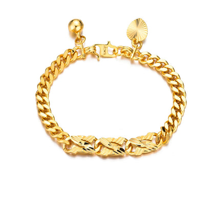Ethlyn Baby Bracelets for boys Girls 18K Gold Plated Cuban Link Chain Bracelets for Boys Gift for Your Son
