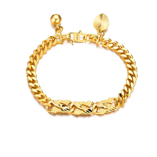 Ethlyn Baby Bracelets for boys Girls 18K Gold Plated Cuban Link Chain Bracelets for Boys Gift for Your Son
