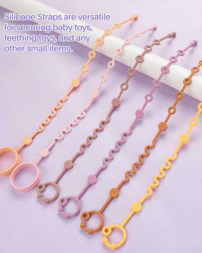 Toy Straps for Baby, 5pcs Adjustable Toy Holder for Stroller Accessories, Silicone Baby Tether Pacifier Clip, No Throw Baby Travel Essential Leash for High Chair, Car Seat (Gril-5 Pack)