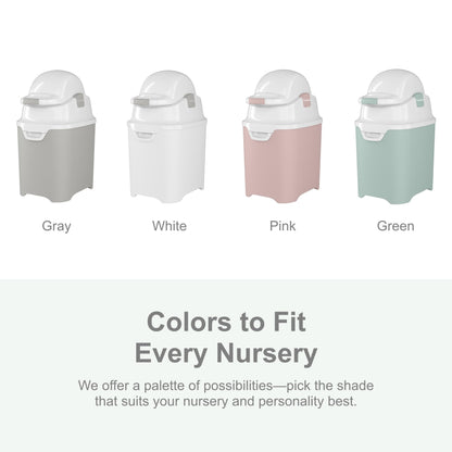 Foundations Mini Diaper Pail with Airtight Lid - Durable & Odorless Diaper Disposal, Large Capacity, Holds up to 30 Newborn Diapers, Refill with Any Bags - Pink