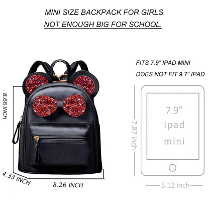 Cutest Toddler Polkadot Bow Mouse Ears Bag Mini Clear Fashion Shoulder Backpack for Teen Toddler Little Girls (clear)