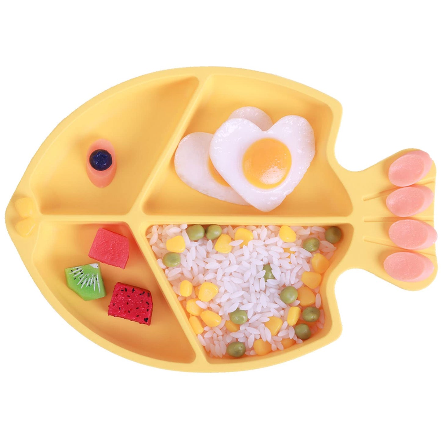 Silicone Suction Plates for Baby Toddler with Spoon Fork set Divided Dinosaurs Plates Self Feeding Training Baby Dinner Plate-Green Dinosaurs Plate Set