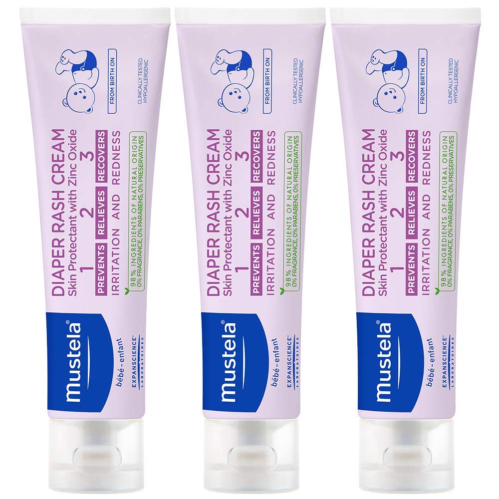 Mustela Baby Diaper Rash Cream 123 - Skin Protectant with Zinc Oxide - Fragrance Free & Paraben Free - with 98% Natural Ingredients - Various Packaging