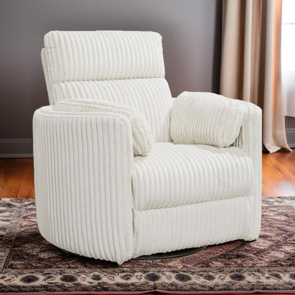 Pemberly Row Contemporary Fabric Swivel Glider Recliner in Ivory