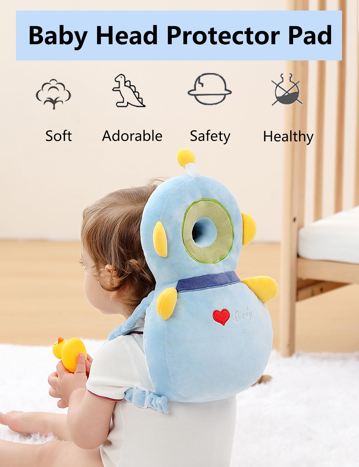 JunNeng Baby Head Protector Backpack, Toddler Walking Fall Head Protection, Pink Butterfly