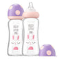 YOHKOH Natural Glass Baby Bottle with Natural Response Nipple, Newborn Anti-Colic Baby Bottles, Wide Neck Mushroom Cap Baby Bottle, Clear (8.8ounce (Pack of 4), Multicolour1)