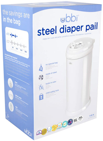 Ubbi Steel Odor Locking & Disposable Diaper Pail Plastic Bags, Single Pack, 25 Count, 13-Gallon Bags
