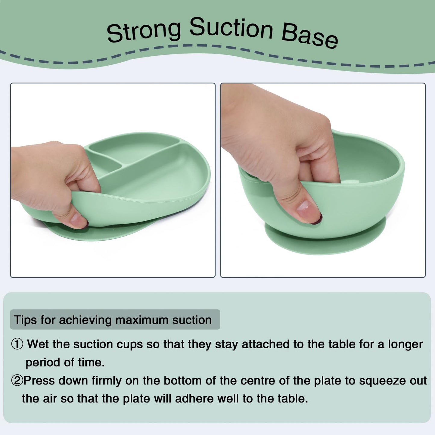 Silicone Baby Feeding Set, 10PCS Baby Led Weaning Supplies with Suction Bowl and Divided Plate, Bib Baby Cup Spoons Forks -Baby Feeding Essentials for 6+ Months