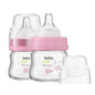 YOHKOH Glass Baby Bottles with Slow Flow Nipple, Newborn Anti-Colic Baby Bottles for 0+ Months, Wide Neck Feeding Bottle, Clear (Red, 2.7oz (Pack of 2))