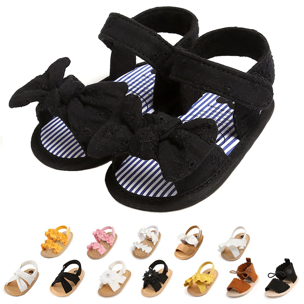 Ohwawadi Baby Boys Girls Sandals Soft Sole Summer Infant Wedding Dress Flat Shoes Beach Sandal Newborn Crib Shoes First Walkers