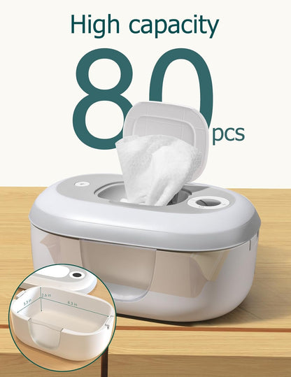 Babelio Baby Wipe Warmer and Wet Wipes Dispenser | Large Capacity Wipes Warmer for Babies with Night Light | Top Even Heating, 4-Level Temperature (100-131℉) | Newborn Essentials