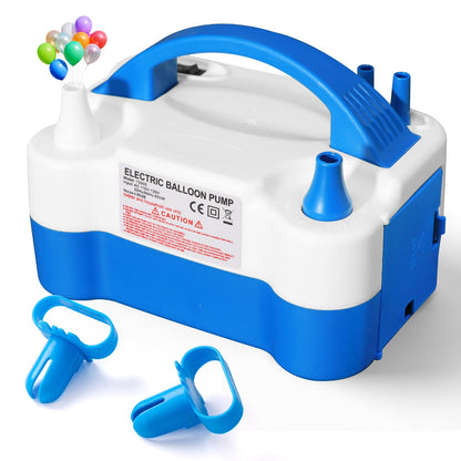 Balloon Pump Electric, Portable Automatic Dual Nozzle Inflator 110V 600W with Tying Tools for Birthday Gender Reveal Baby Shower Balloons Party Decorations