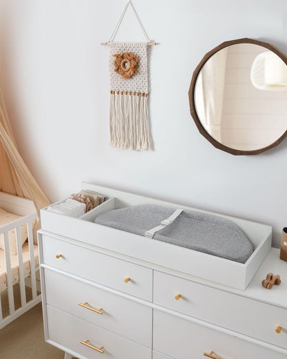 Blissful Diary Baby Changing Pad with Waterproof Lining Foam, Includes a Soft & Washable Cover, Contoured Changing Table Pads for Dresser Top with Non-Slip Bottom, 32”×16” (Grey, Avocado)