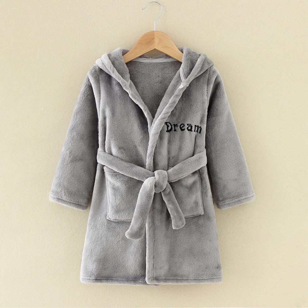 YOLIA Boys Girls Robes Kids Hooded Sleepwear Soft Fleece Bathrobes Cute Housecoat Gowns
