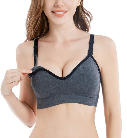 Suekaphin Nursing Bra 5pack Wireless V Neck Maternity Nursing Bra Bralette Low Cut Sleeping Breastfeeding with Extenders