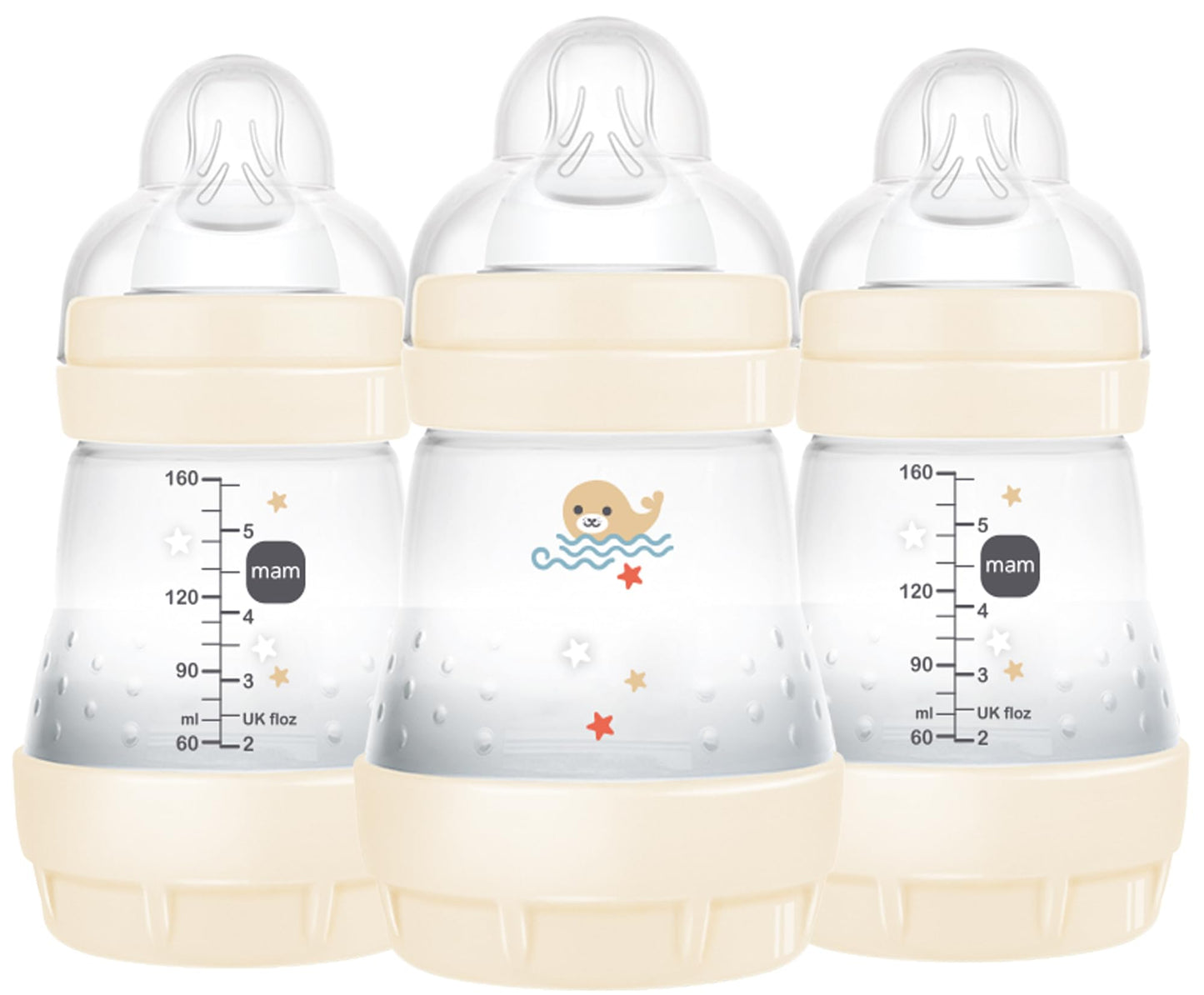 MAM Easy Start Anti-Colic Baby Bottles, Extra Slow Flow, Breastfeeding-Like Silicone Nipple Bottle, Reduces Colic, Gas, & Reflux, Easy-to-Clean, BPA-Free, Vented Baby Bottles for Newborns, 0-3 Months