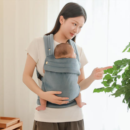 Baby Carrier Newborn to Toddler - Ergonomic,Velvet Fabric Breathable Mesh Cozy and Lightweight Infant Carrier for 7-35lbs,Enhanced Lumbar Support Hands-Free Parenting,All Seasons,Blue