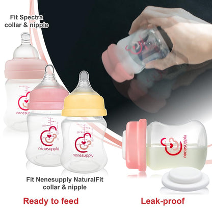 Nenesupply Natural Baby Bottles Newborn Feeding Bottles Slow Flow Breastfeeding Bottle for Breastfed Babies Wide Neck 9oz Anti Colic Level 2 Nipple for 1+ Month Infant Replace Spectra Bottle Pumping