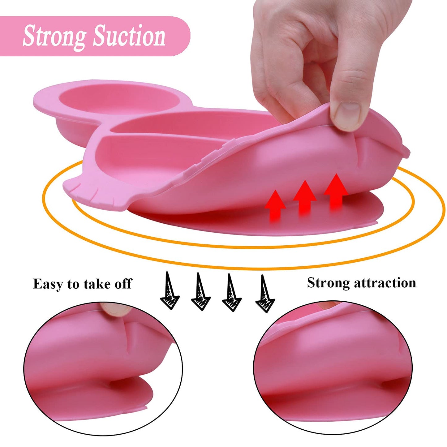 Silicone Suction Plates for Baby Toddler with Spoon Fork set Divided Dinosaurs Plates Self Feeding Training Baby Dinner Plate-Green Dinosaurs Plate Set