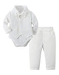 DISAUR Baby Boy Clothes Toddler Boy Outfits 4PCS Gentleman Dress Romper/Vest/Pants/Bow Tie Cotton Suit Sets