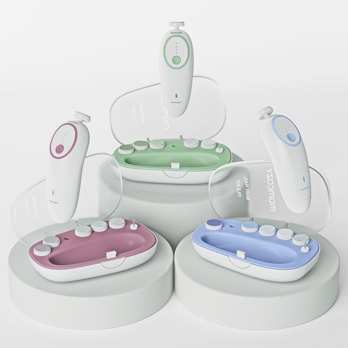 Momcozy Baby Nail File Electric, Gentle Baby Nail Trimmer Electric Rechargeable, Baby Nail Clipper Electric, 7 Grinding Head Replacement Pads