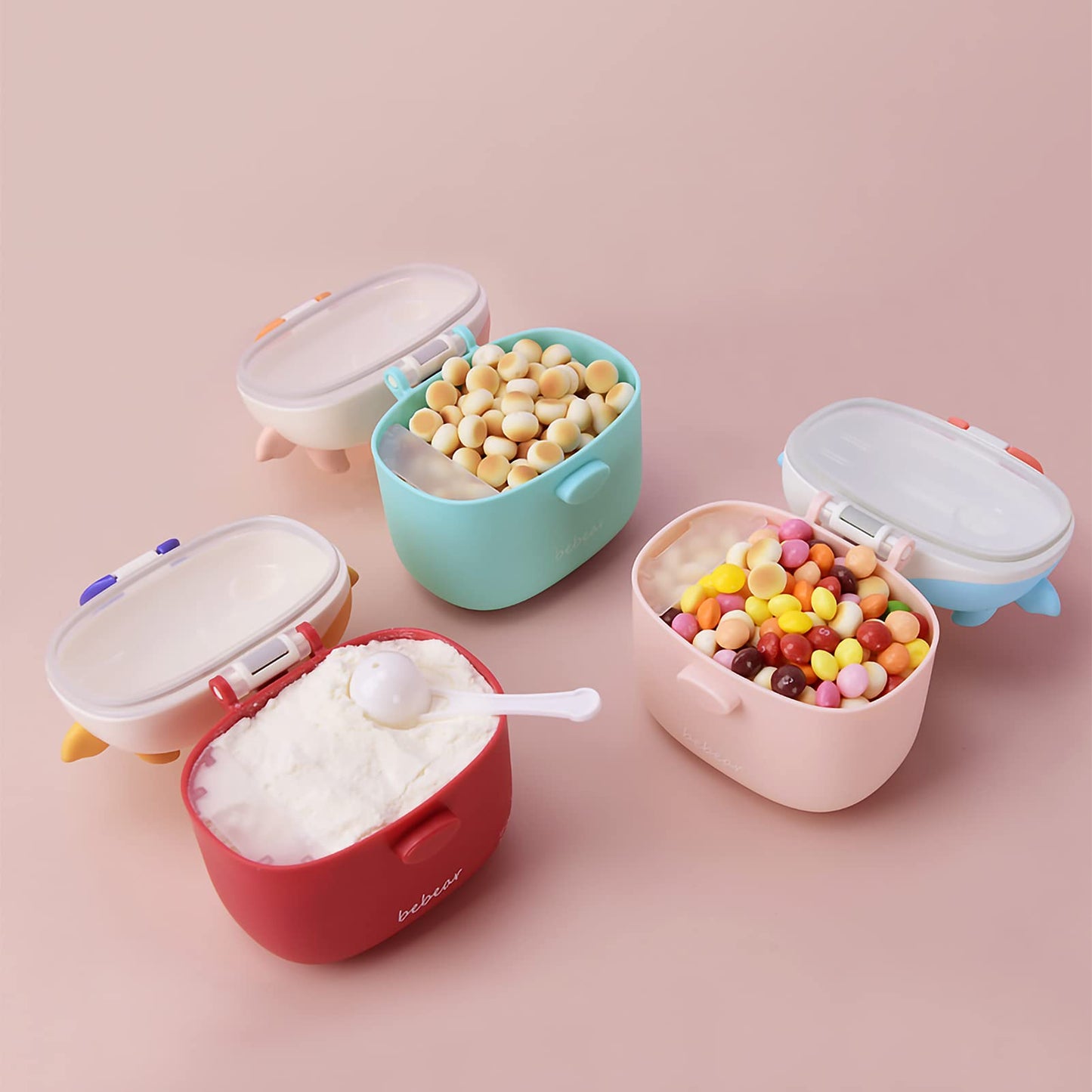 Bebamour Baby Formula Dispenser On The Go, Formula Container to Go, Formula Holder for Travel, Candy Fruit Snack Storage Container with Scoop and Leveller (Black)