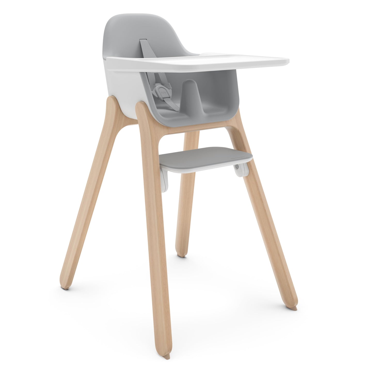 UPPAbaby Ciro High Chair/Sleek, Easy-to-Clean Design/Perfect-Fit Tray to Bring Baby to Table/Patent-Pending Harness/Dual-Position, 180-Degree Rotating Footrest/Caleb (Steel Blue/Rubberwood)