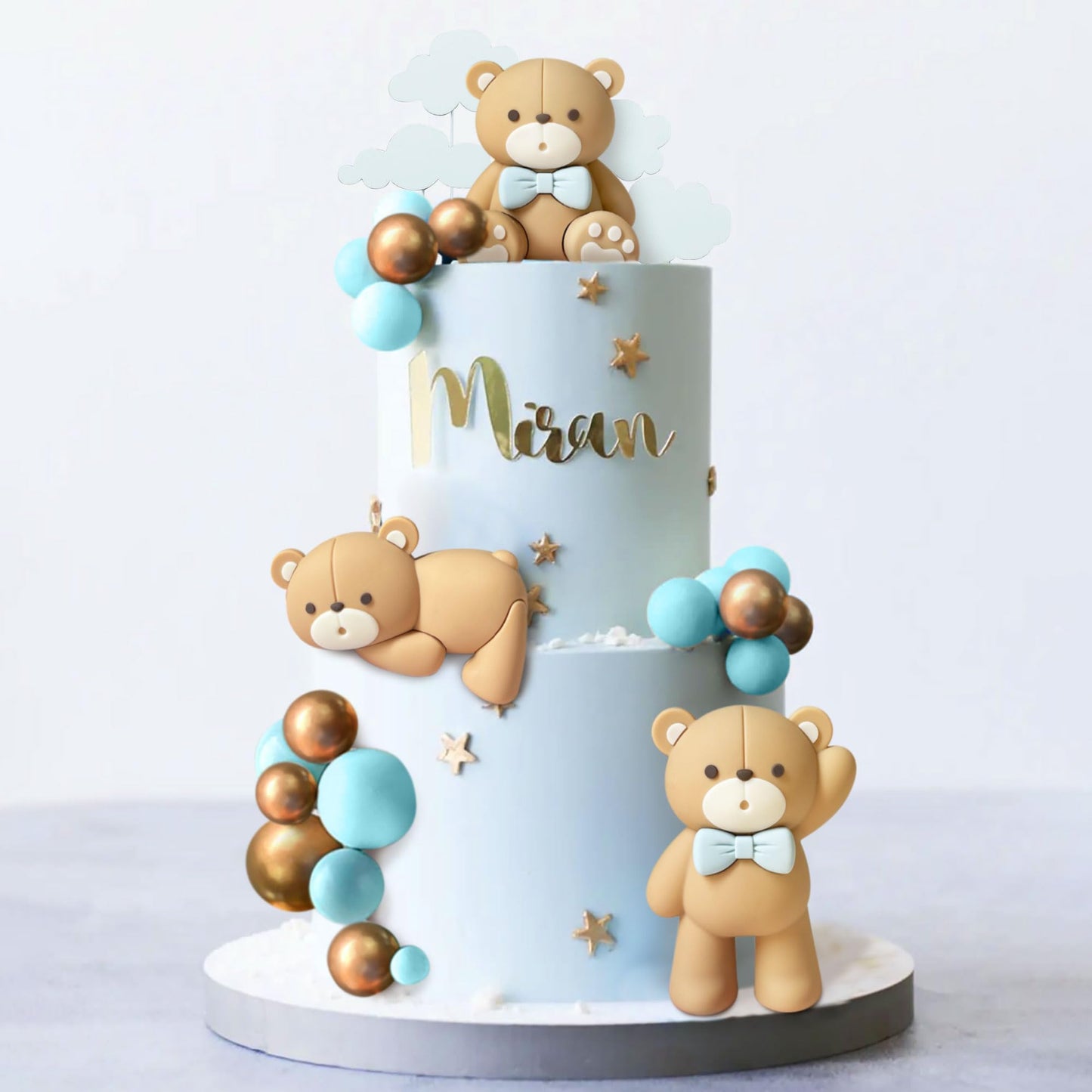 JeVenis Luxury Pink Bear Cake Decoration Baby Bear Baby Shower Cake Topper Bears Train Cake Decoration Baby Shower Birthday Cake Decoration