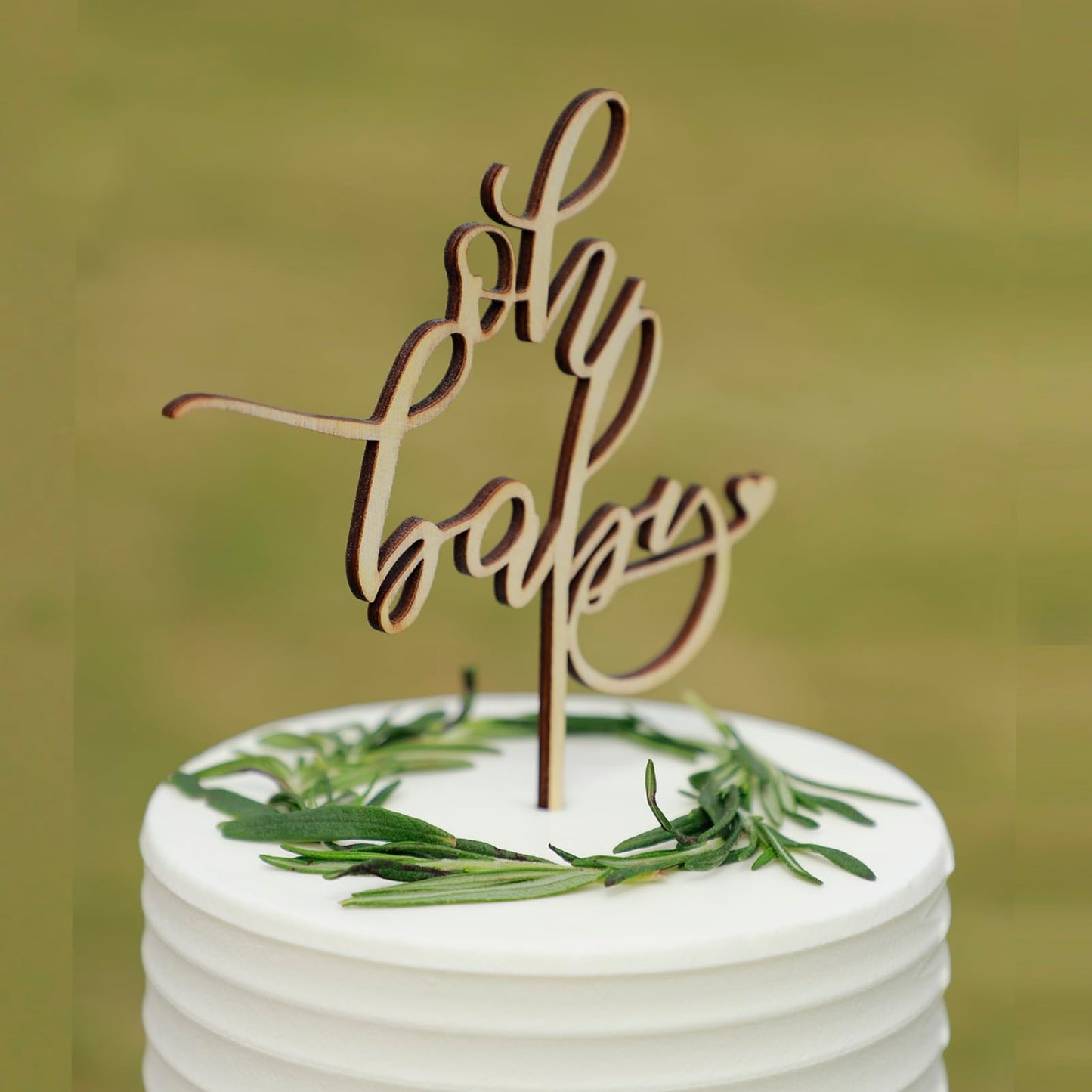 Wooden Oh Baby Cake Topper, New Baby Photo Booth Props, Wooden Cake Topper for Baby Shower or Birthday Decorations (Design02)
