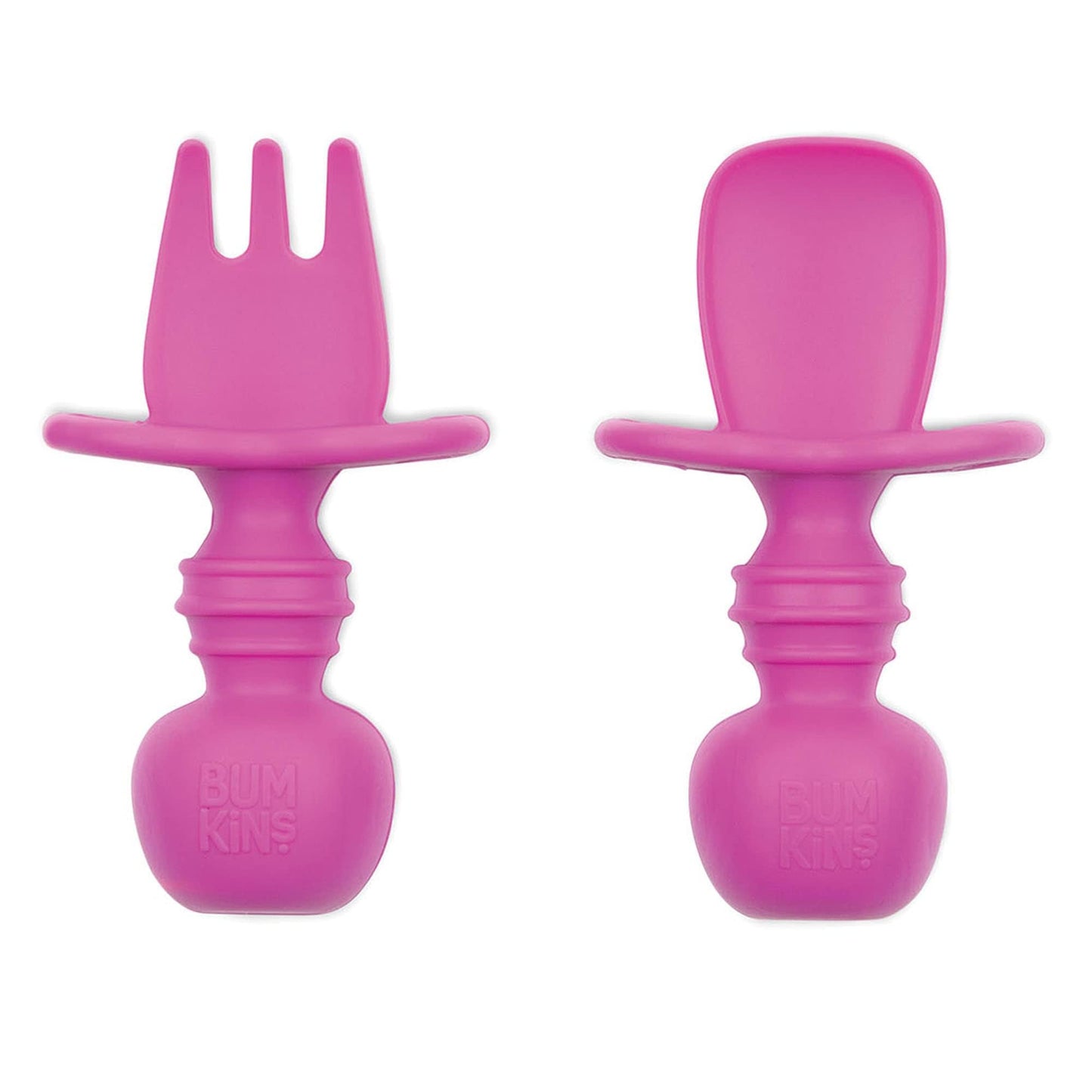 Bumkins Disney Baby Utensils Set, Chewtensils Silicone Spoons for Dipping, Self-Feeding, Baby Led Weaning, Trainer Learning, First Stage Eating, Soft Fork and Spoon, Babies 6 Months, Minnie Mouse