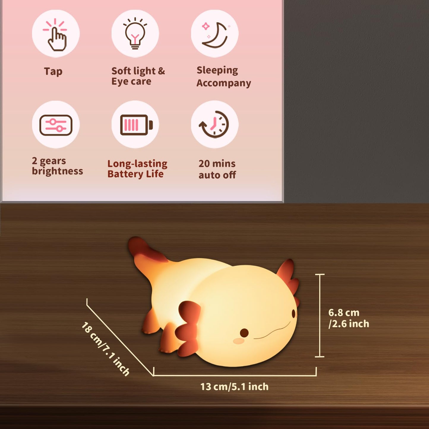 Led Cute Dog Night Light, Dimmable Nursery Puppy Kawaii Lamps, Super Squishy Silicone USB Rechargeable Touch Control Night Lamp for Kids Adults, Used for Camping Party Room Decor (Dog)