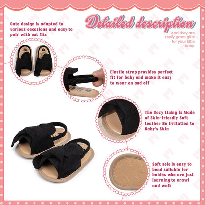 Meckior Infant Baby Girls Boys Summer Sandals Open Toe Lace Princess Dress Wedding Flats Shoes Newborn Toddler Soft Non-slip Sole First Walker Crib Shoes