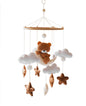 Girl Teddy Bear Mobile for Crib, Felt Ball Mobile Bear Crib Mobile Pink Bear Baby Shower, Gift Baby Nursery Decor Kids Mobile, Bear Stars Bird Mobile Mobile arm is NOT Included